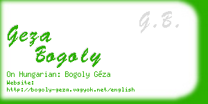 geza bogoly business card